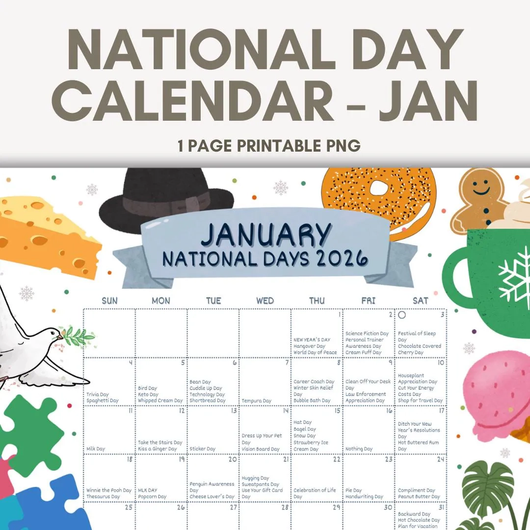 National Day Calendar January 2026 National Day Calendar January 2026