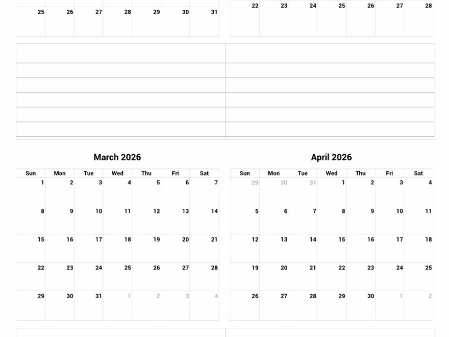 January To April 2026 Printable Calendar Custom Calendar Maker