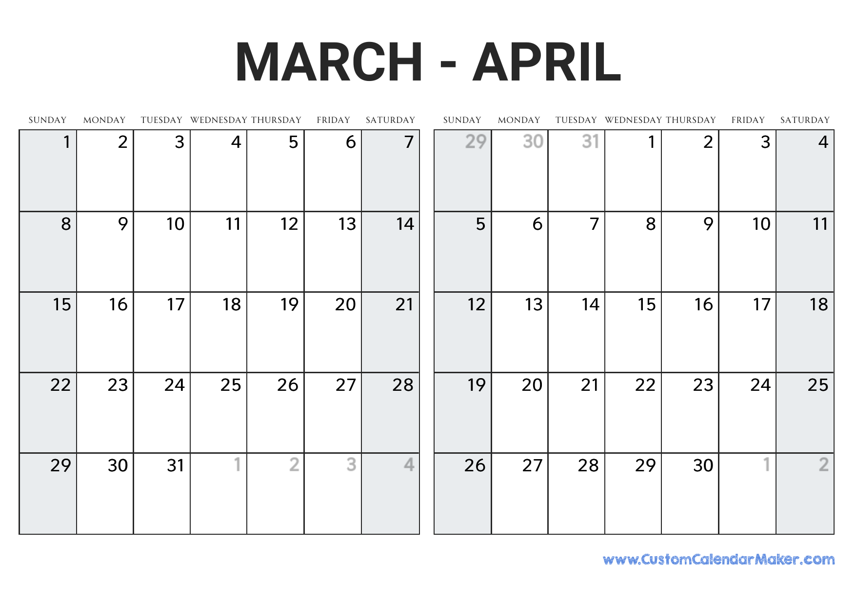 January February March April Calendar 2026 January February March April Calendar 2026
