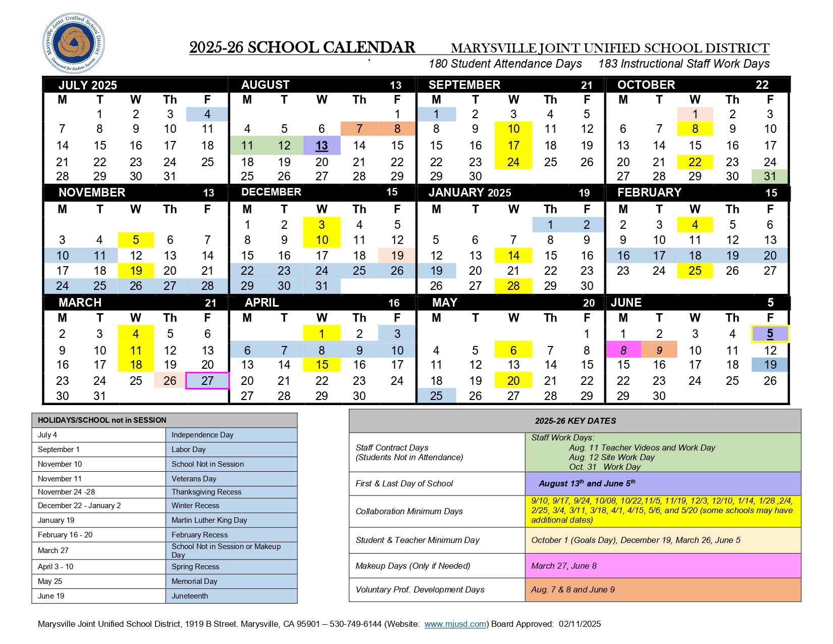 Marysville Joint Unified School District Calendar PDF Revised EduCounty Marysville Joint Unified School District Calendar PDF Revised EduCounty