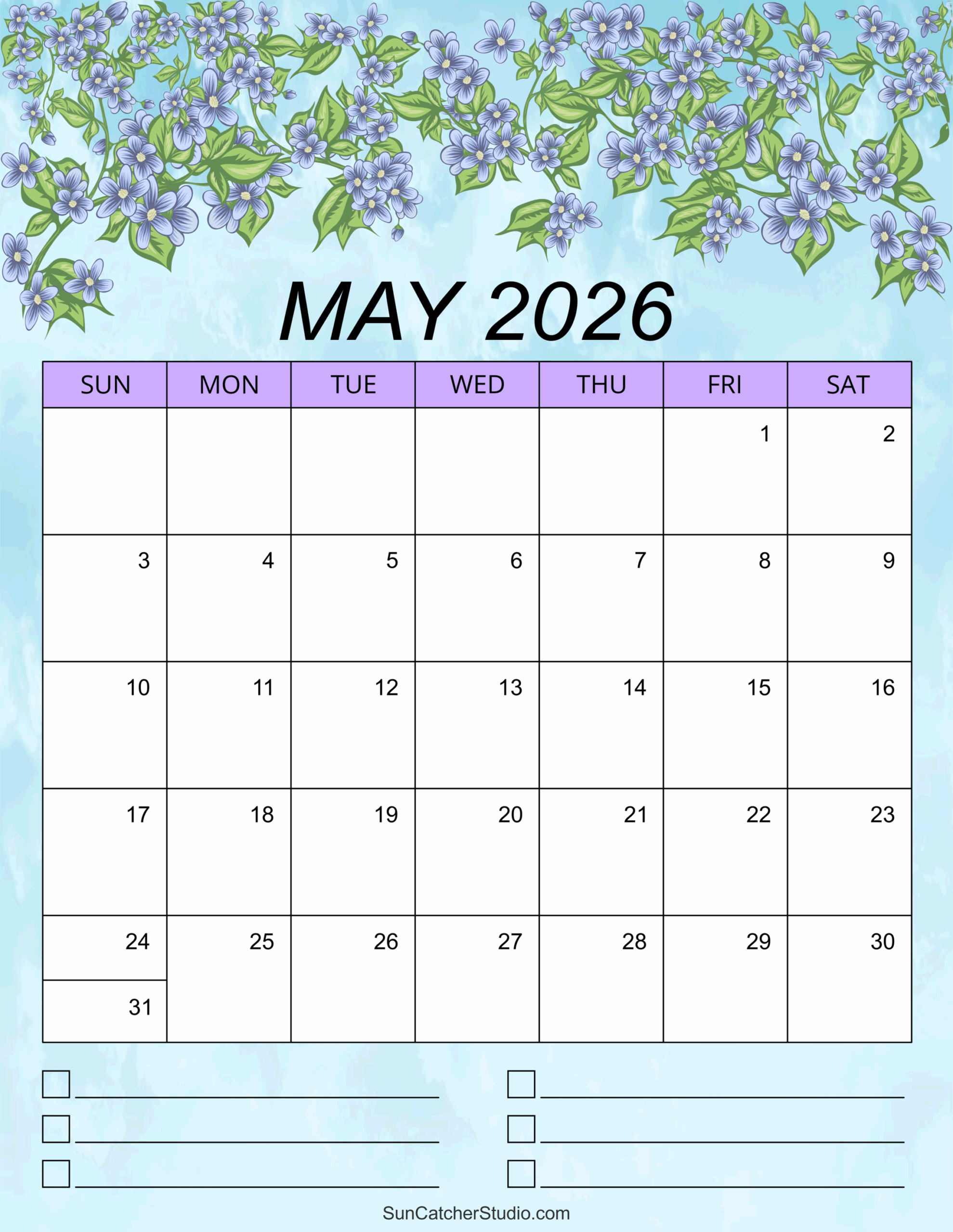 2026 January Calendar 2026 May Calendar