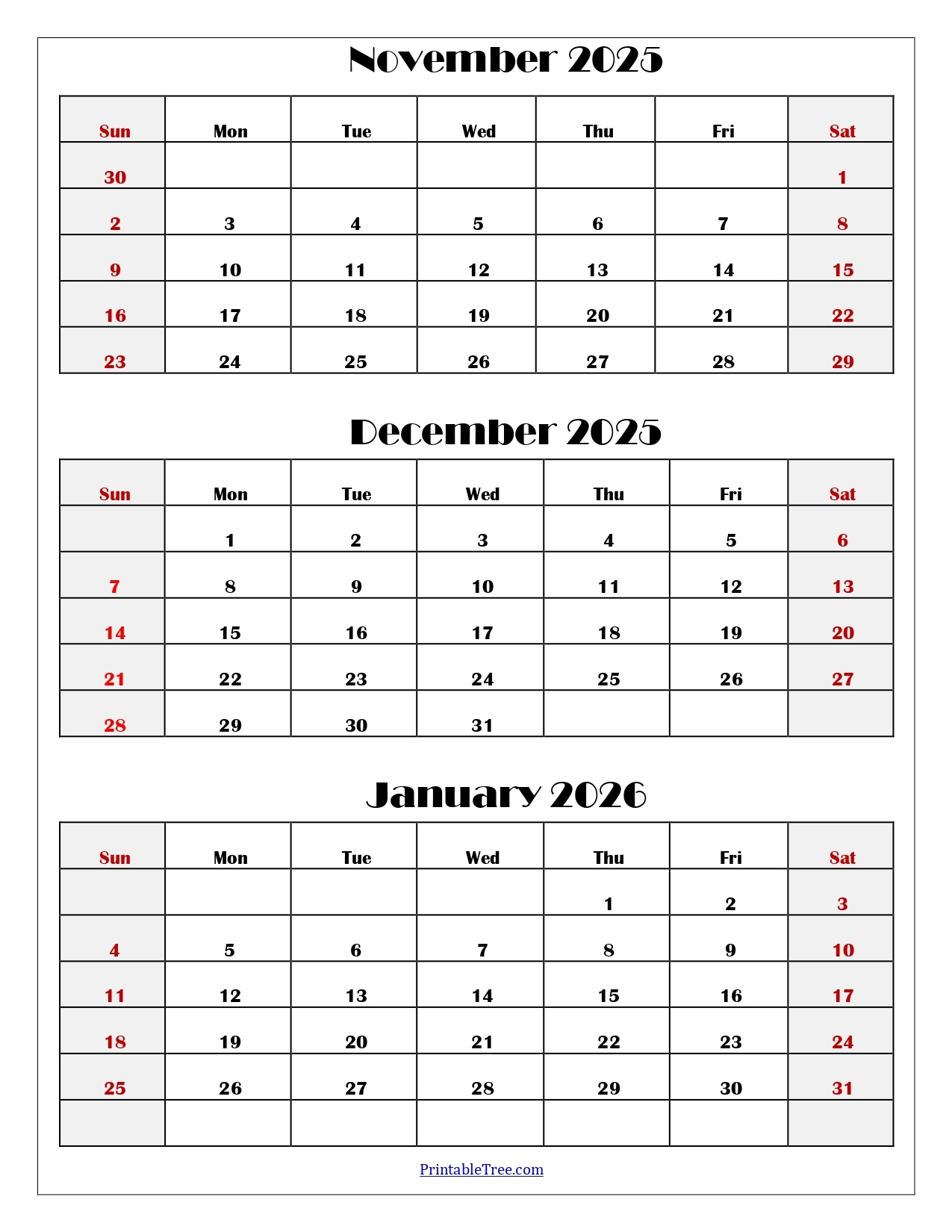 November To January 2026 Calendar Printable PDF Three Months Calendar November To January 2026 Calendar Printable PDF Three Months Calendar