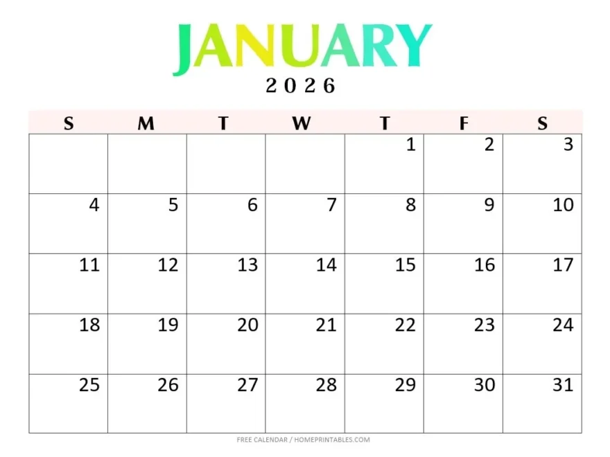 Printable Calendar 2026 Best Free PDF Templates Home Printables