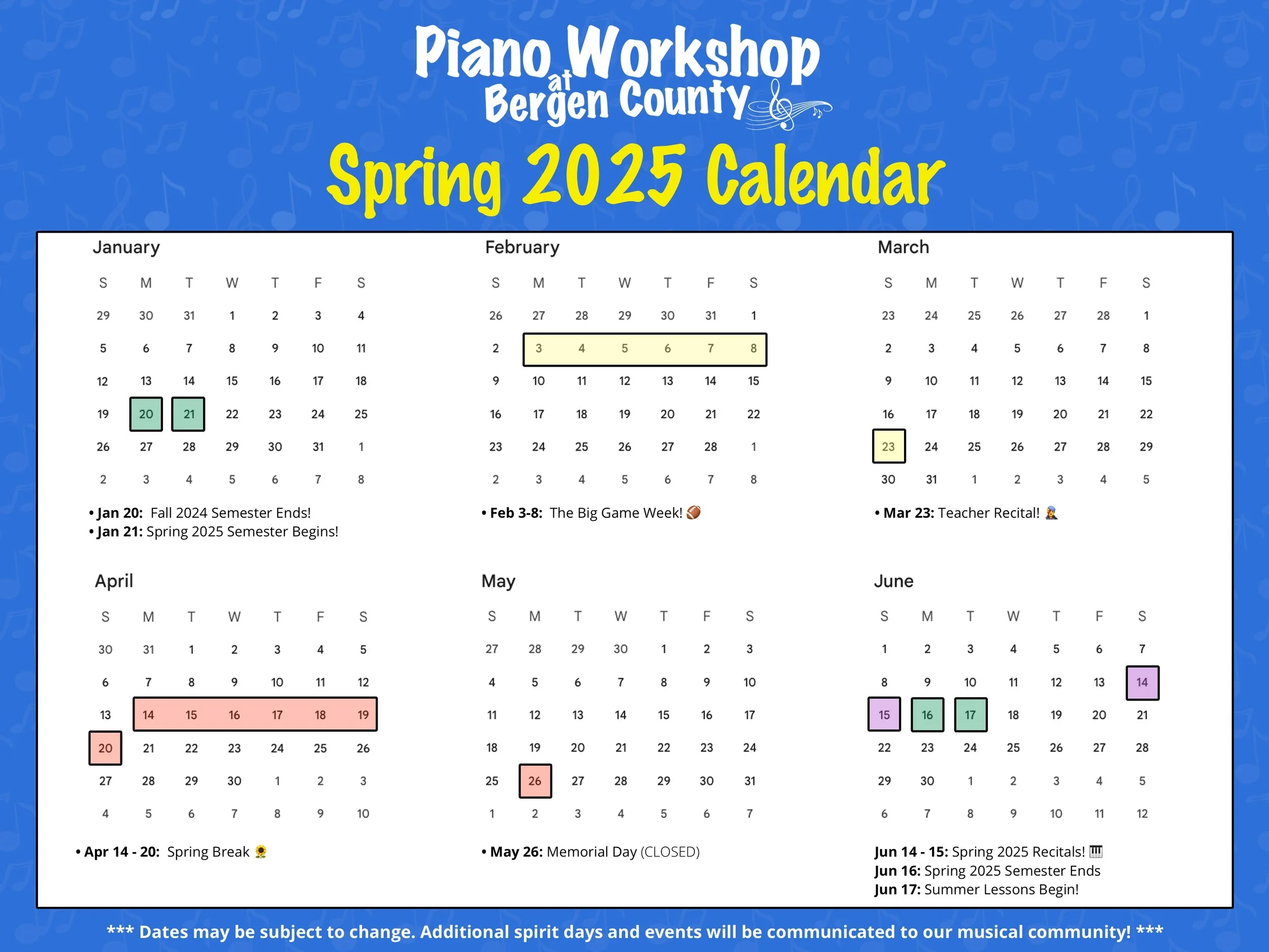 PWBC Spring 2025 Calendar And Events Piano Workshop At Bergen County