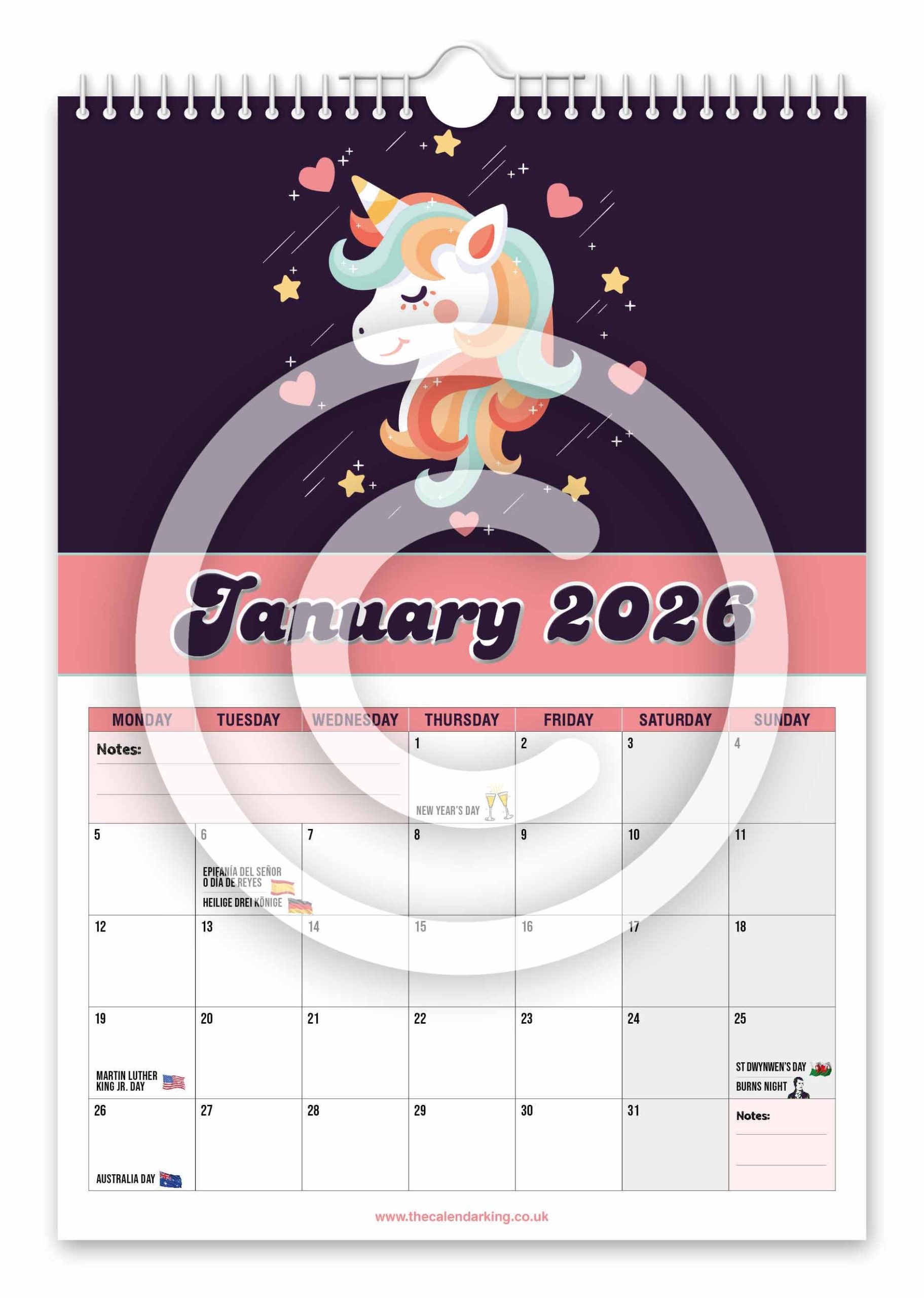 Unicorn 2026 Wall Calendar The Calendar King