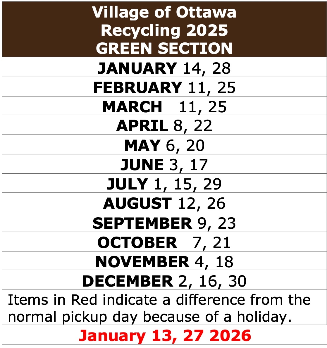 Toledo Blade Recycling Calendar January 2026 Toledo Blade Recycling Calendar January 2026