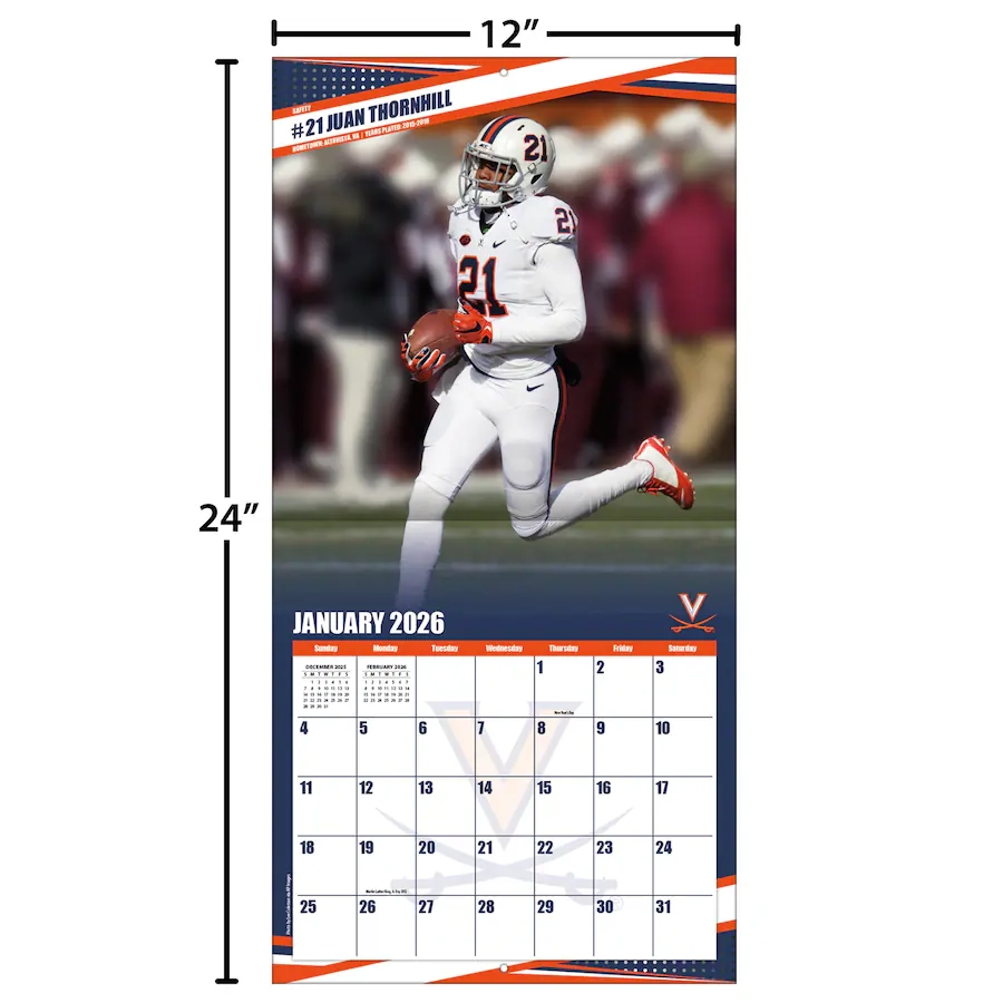 Virginia Cavaliers 12 X 12 2026 Team Wall Calendar