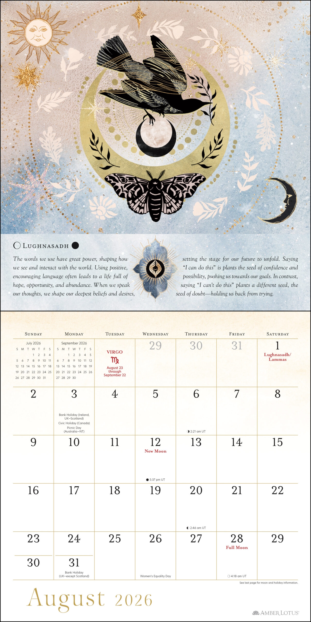 Year Of The Witch 2026 Wall Calendar Amber Lotus